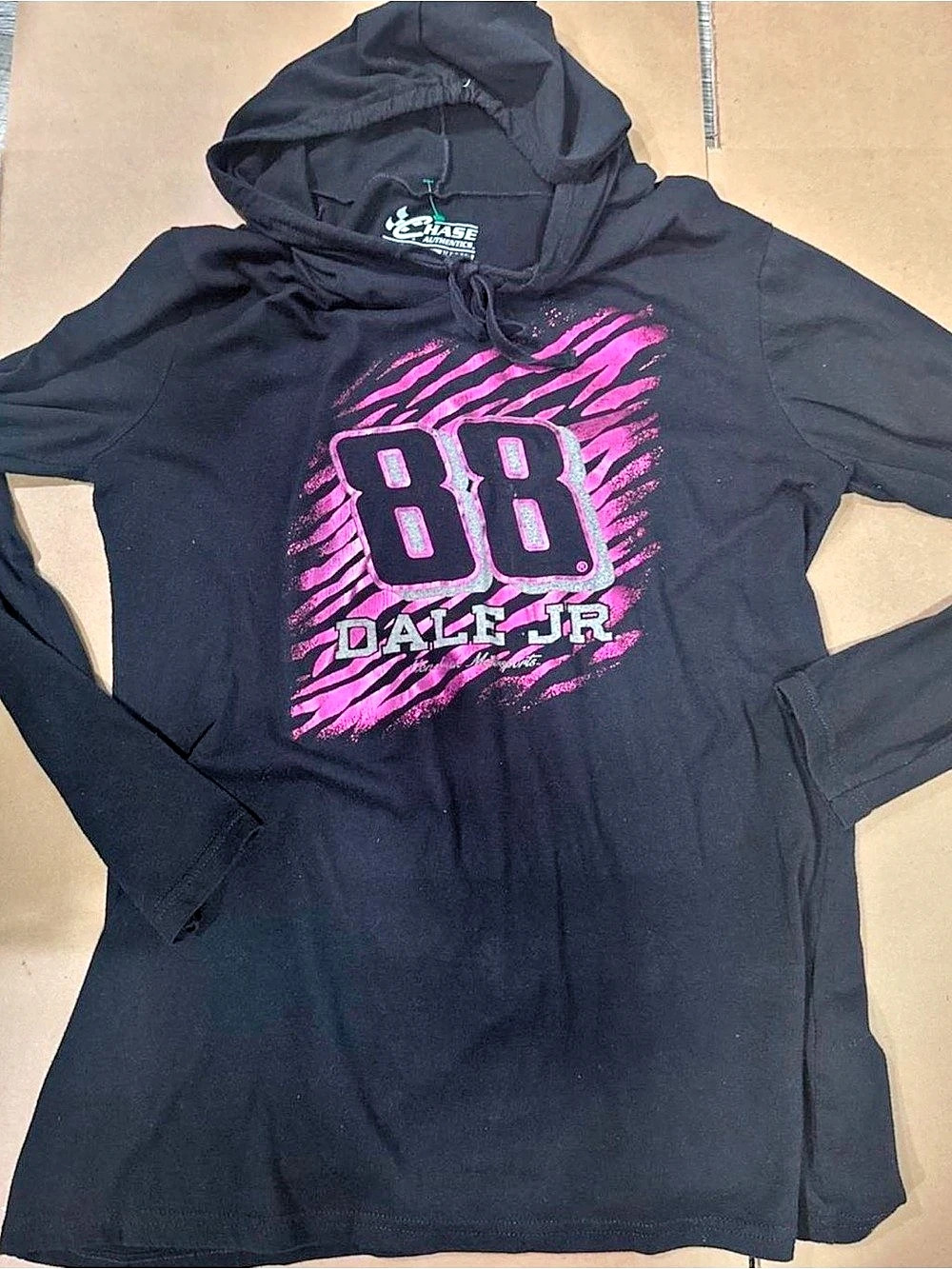 Chase Authentics Dale Earnhardt Jr. #88 Pink Zebra Hooded Long Sleeve top